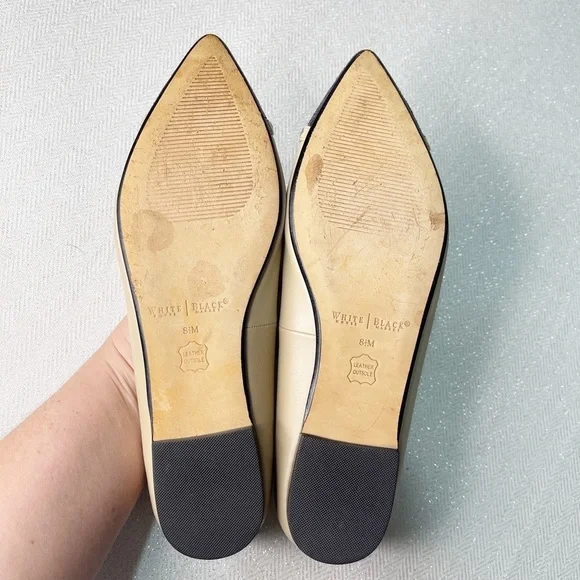 White House Black Market Tan Snakeskin Leather Pointy Toe Flats Shoes 8.5 - Picture 9 of 10